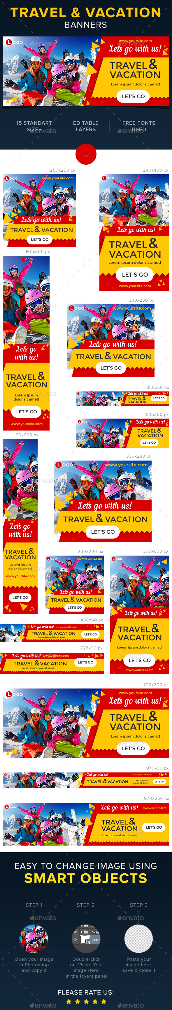 Travel & Vacation Banners - Banners & Ads Web Elements