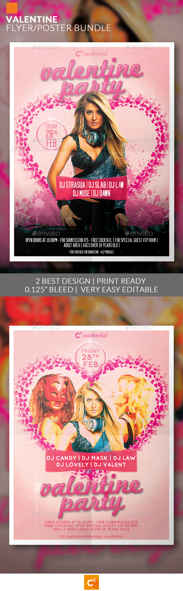 Valentine Flyer/Poster Bundle - Clubs & Parties Events