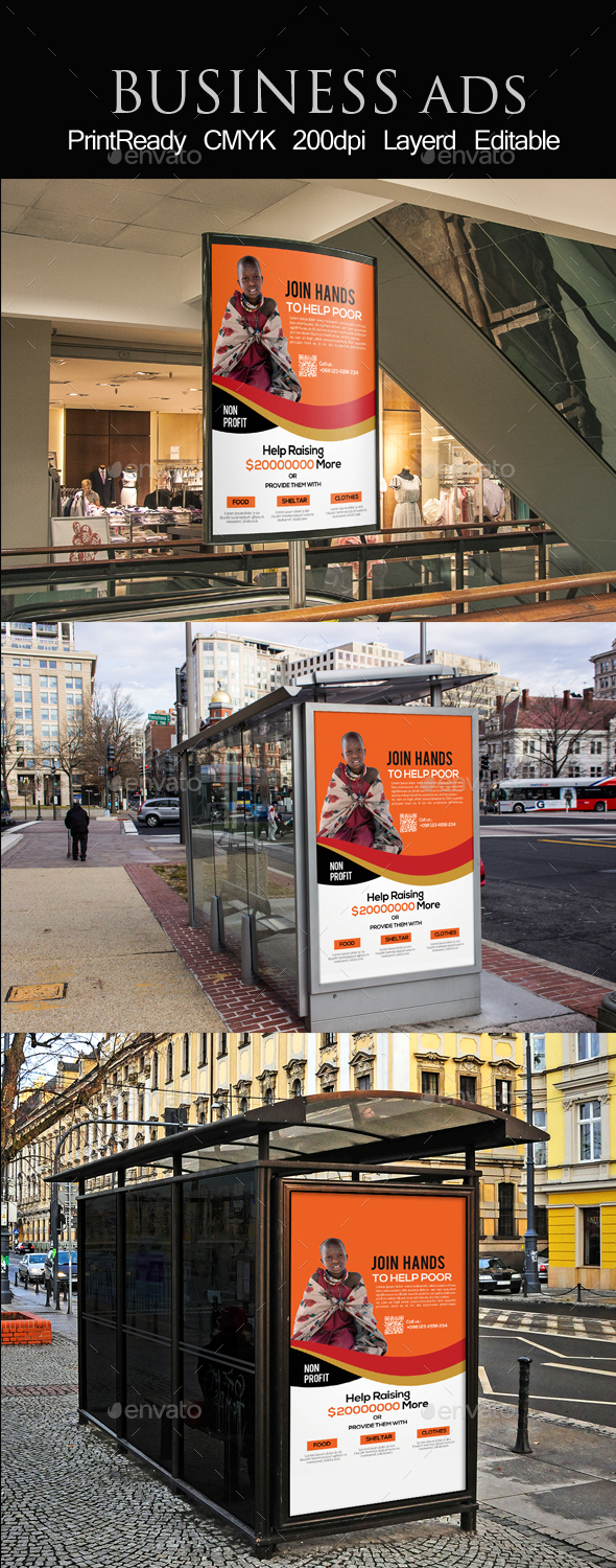 CharityEvent Bus Stop Banner Ad Template - Signage Print Templates