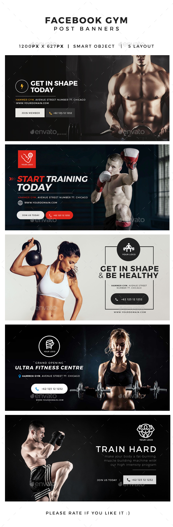 Gym & Fitness Facebook Post Banners - Miscellaneous Social Media