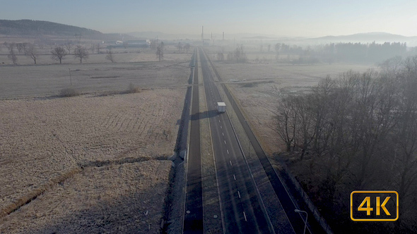 Truck Driving On Industrail Zone