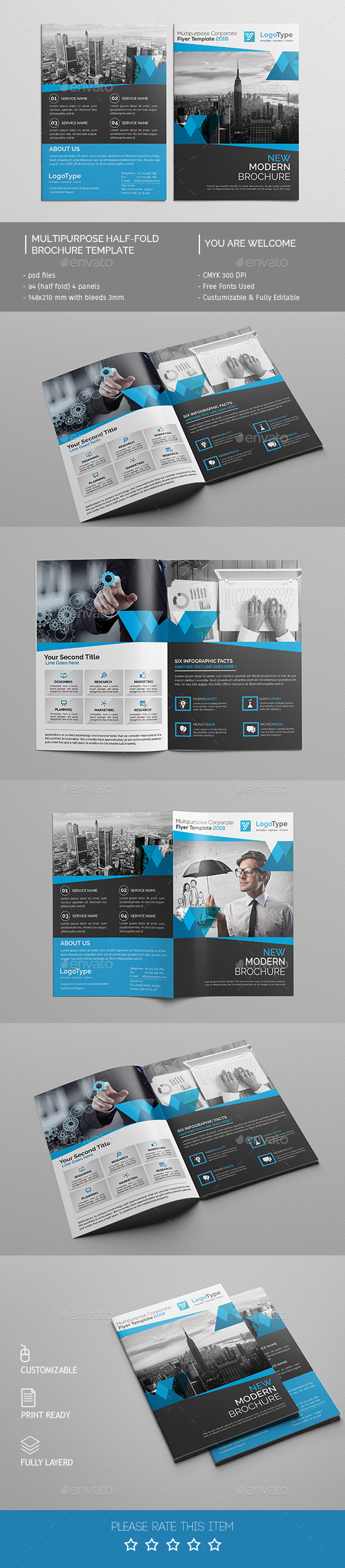 Corporate Bi-fold Brochure Template - Corporate Brochures