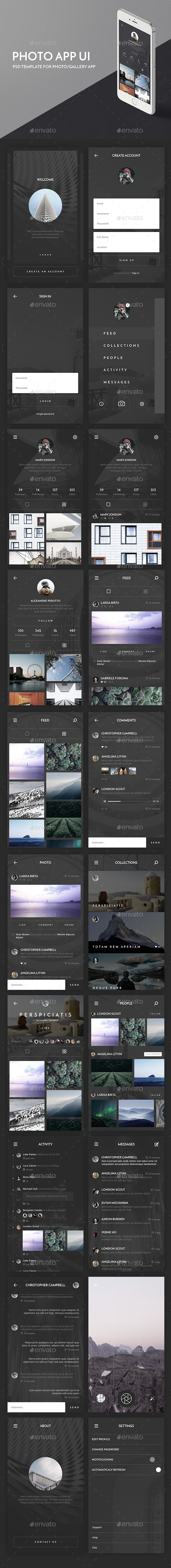 Photo App UI Kit - User Interfaces Web Elements