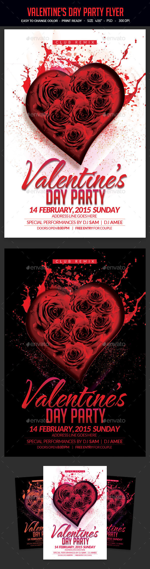 Valentine's Day Day Party Flyer - Clubs & Parties Events