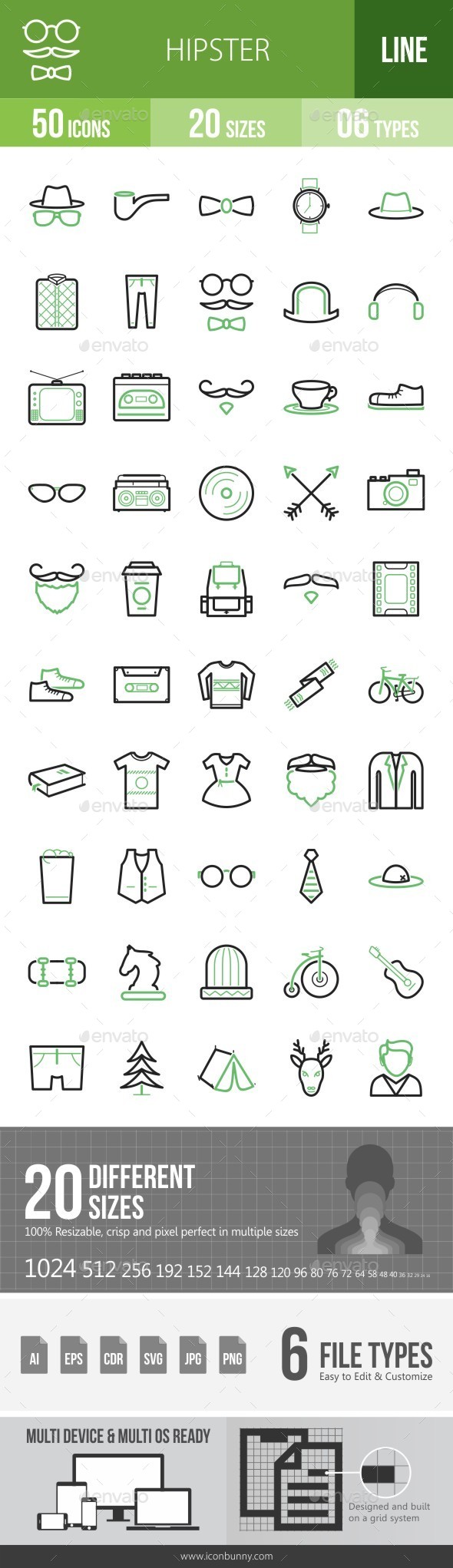 Hipster Green & Black Icons - Icons