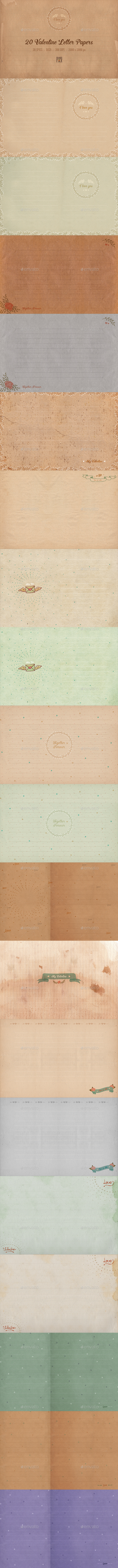 20 Valentine Letter Papers - Miscellaneous Backgrounds