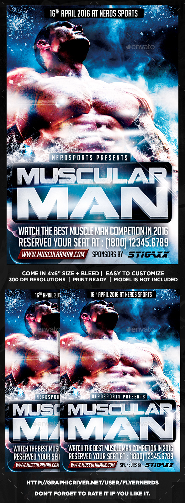 Muscular Man Sports Flyer - Sports Events