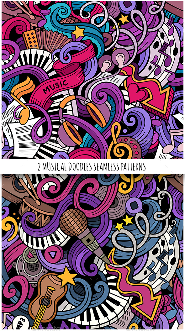 2 Doodles Music Seamless Pattern - Media Technology
