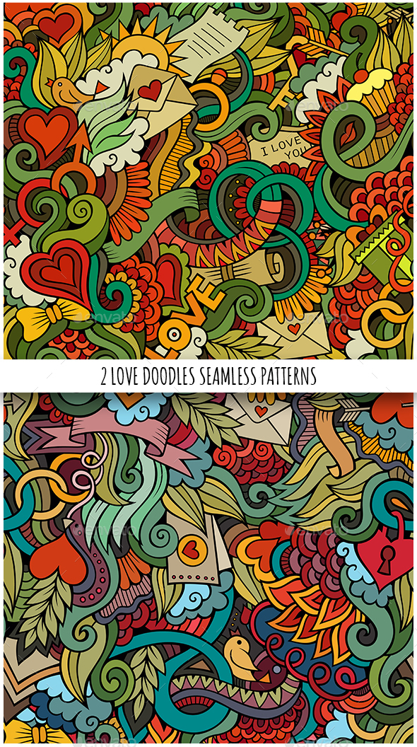 2 Love Doodles Seamless Pattern - Valentines Seasons/Holidays