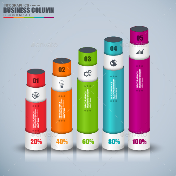 Abstract 3D Business Bar Infographic Elements - Infographics
