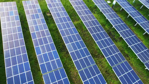 Aerial view of solar power plant. drone footage. 4k alt