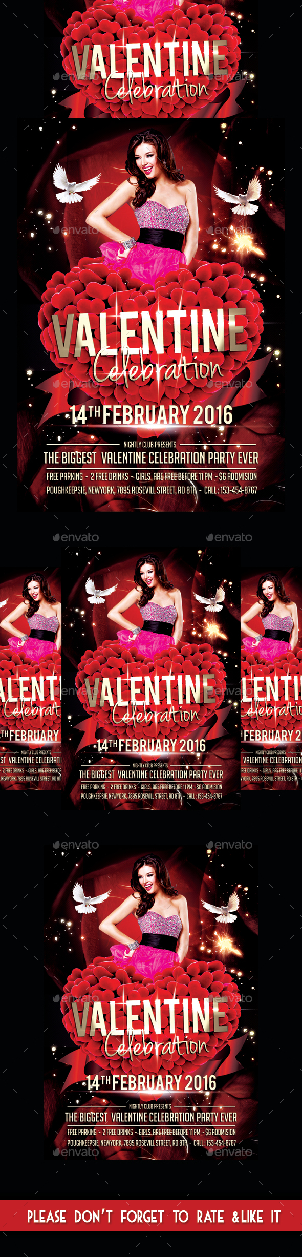 Valentine Day Celebration Party Flyer - Flyers Print Templates