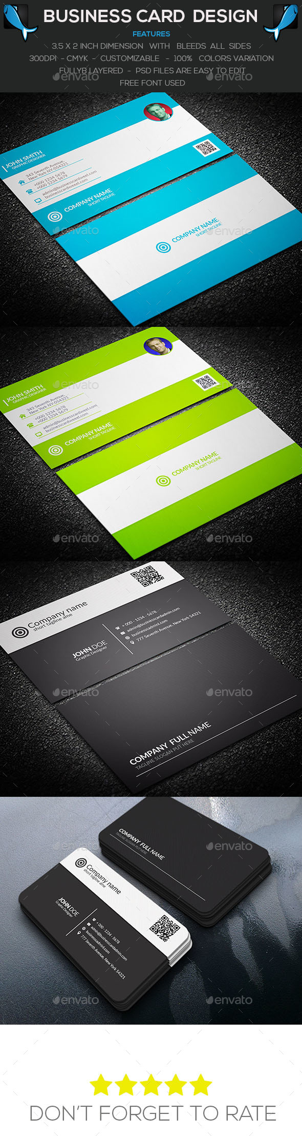 Clean Business Card Bundle - Corporate Business Cards