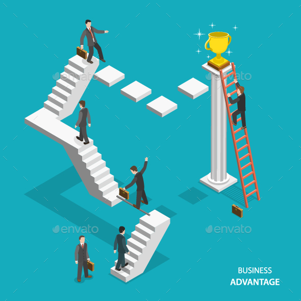 Business Advantage Isometric Flat Vector Concept - Concepts Business