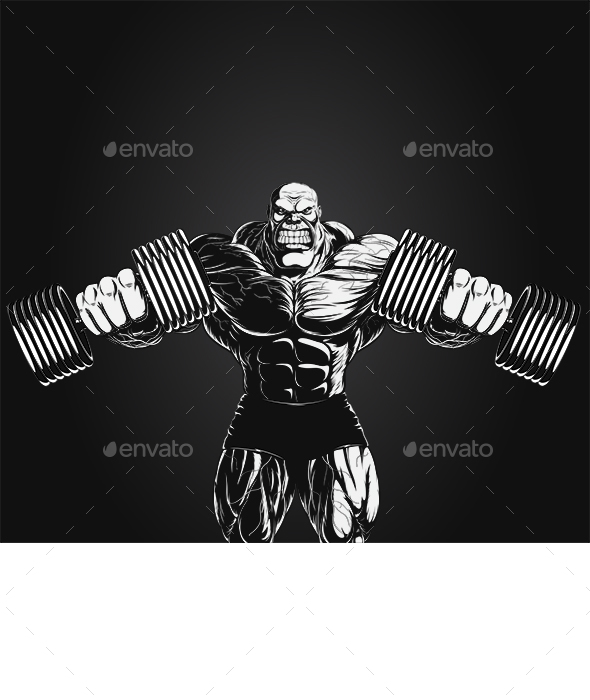 Bodybuilder with Dumbbells - Sports/Activity Conceptual