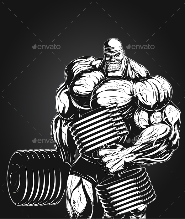 Bodybuilder with Dumbbells - Sports/Activity Conceptual