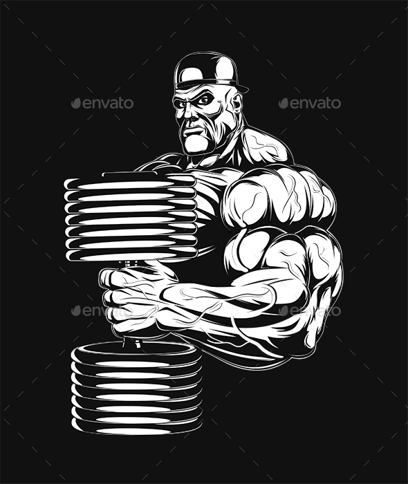 Bodybuilder with Dumbbell - Sports/Activity Conceptual