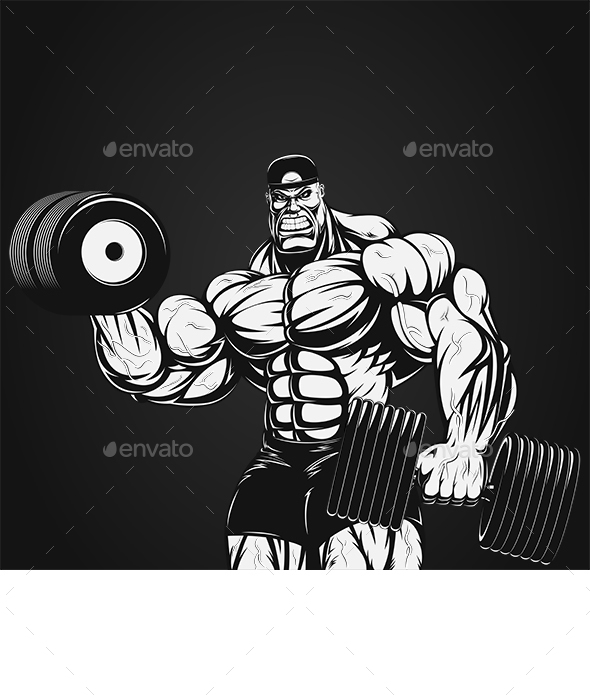 Bodybuilder with Dumbbells - Sports/Activity Conceptual