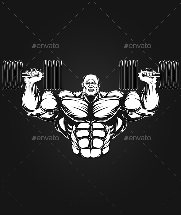 Bodybuilder with Dumbbells - Sports/Activity Conceptual