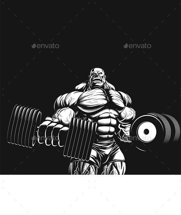 Bodybuilder with Dumbbells - Sports/Activity Conceptual