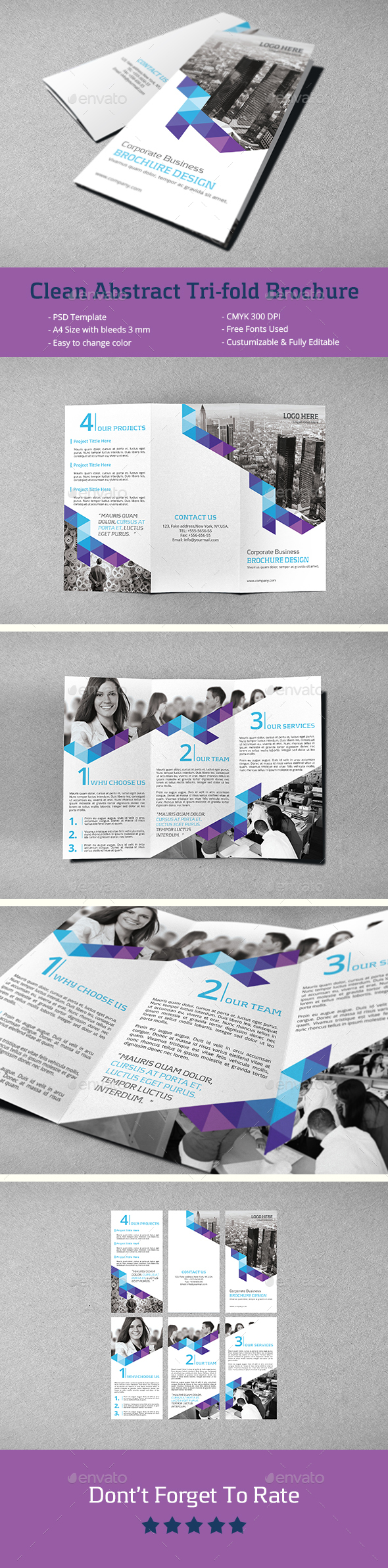 Clean Abstract Tri-fold Brochure - Corporate Brochures