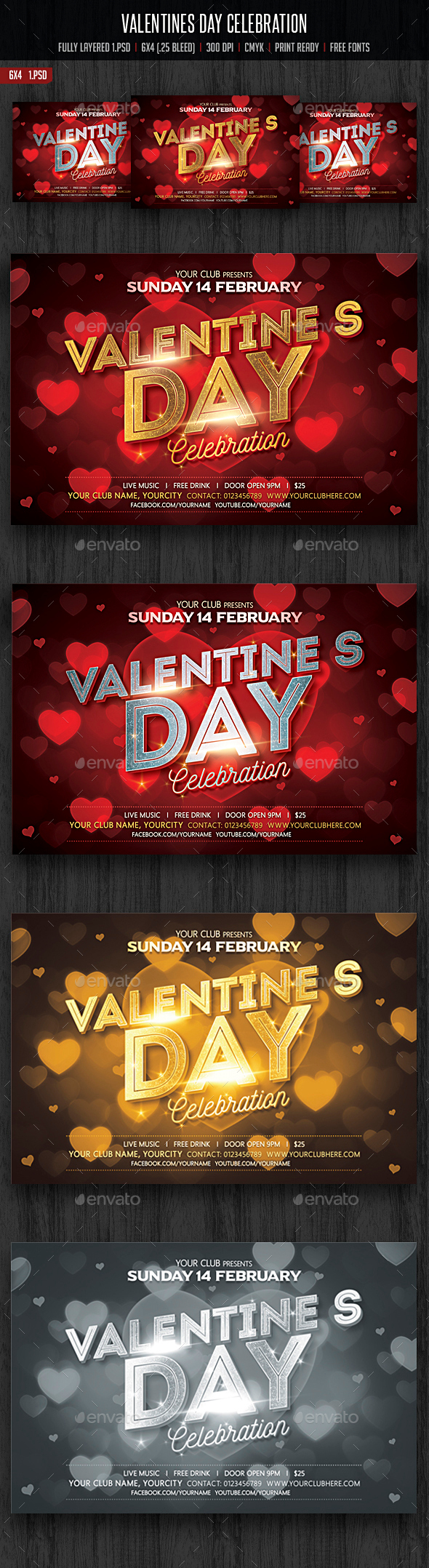 Valentines Day Flyer - Clubs & Parties Events