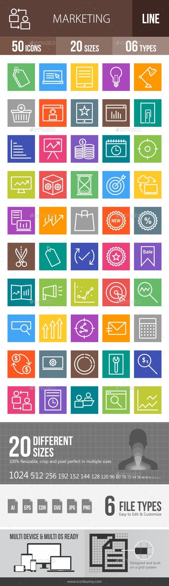 Marketing Line Multicolor Icons - Icons