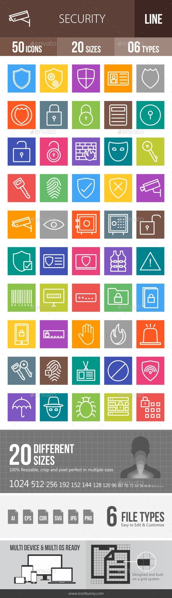 Security Line Multicolor Icons - Icons