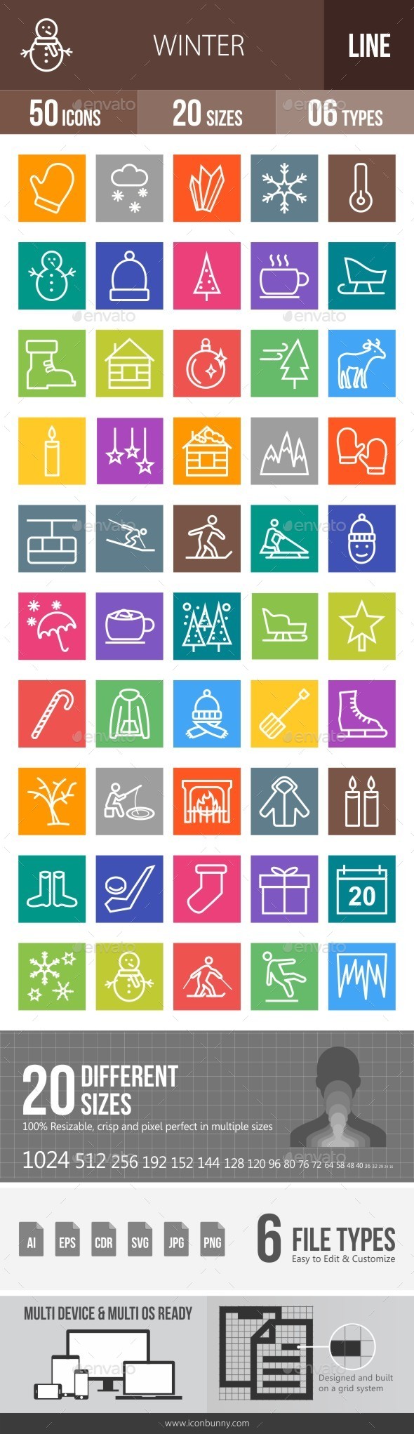 Winter Line Multicolor Icons - Icons