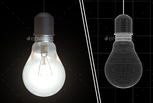 Old Glowing Lightbulb - Objects 3D Renders