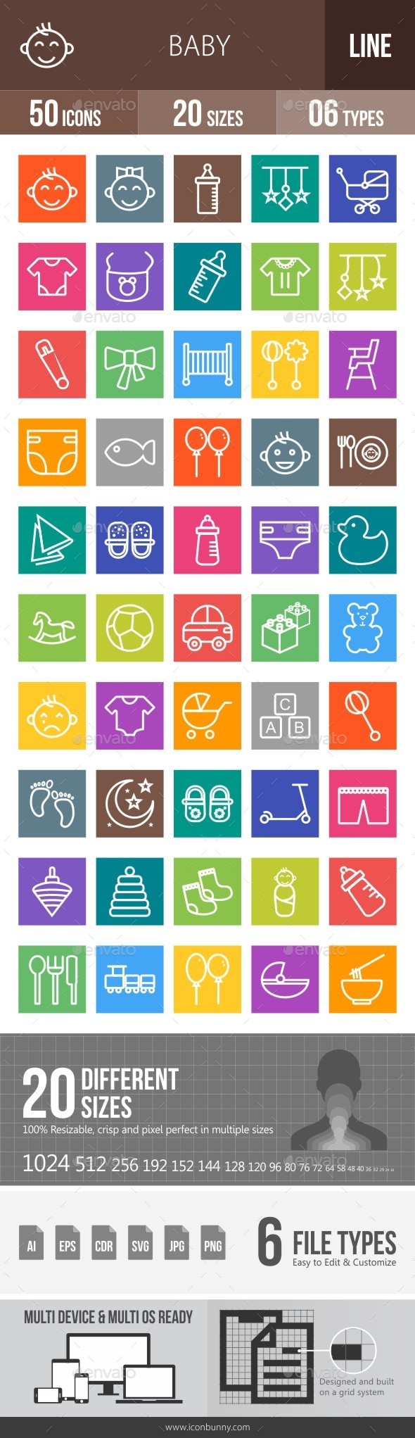 Baby Line Multicolor Icons - Icons