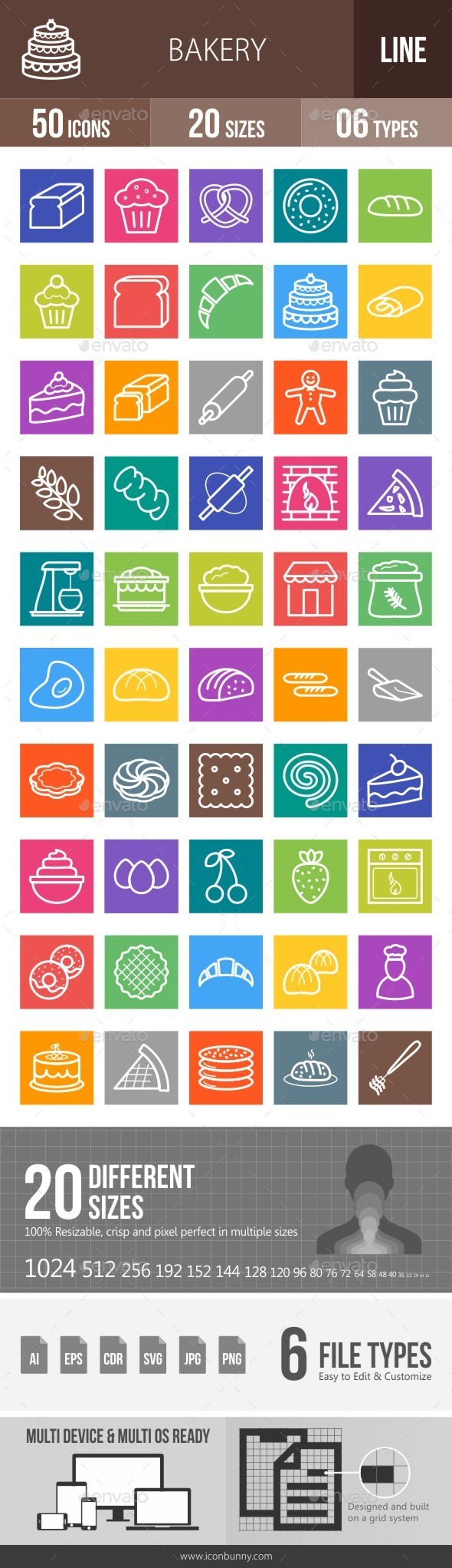 Bakery Line Multicolor Icons - Icons