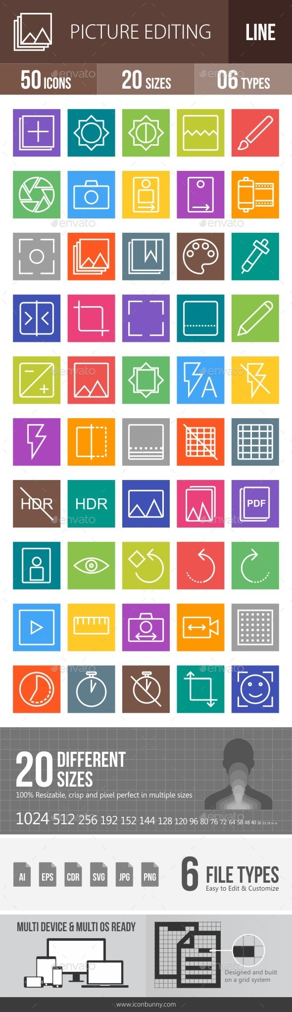 Picture Editing Line Multicolor Icons - Icons