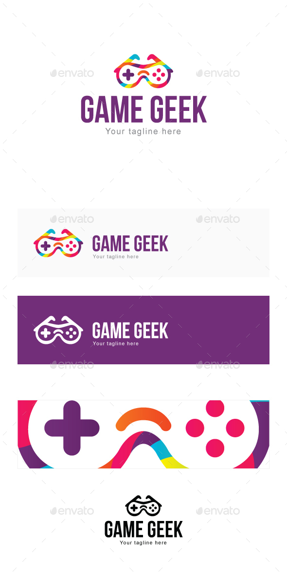 Game Geek - 3d Goggles with Remote Stock Logo Template for Blogs u0026 Gadgets