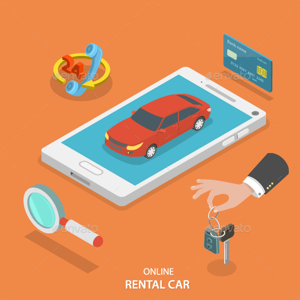 Online Rental Car Service Concept - Travel Conceptual