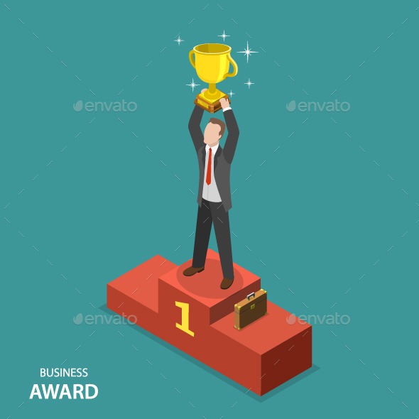 Business Award Isometric Flat Vector Concept. - Concepts Business