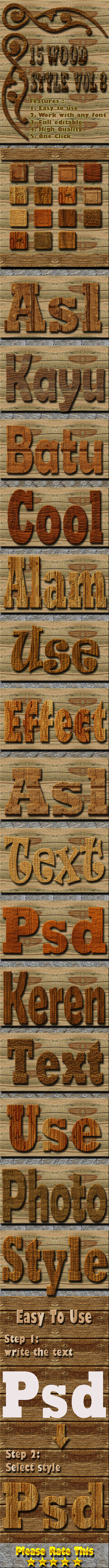 15 Wood Text Effect Style Vol 8 - Styles Photoshop