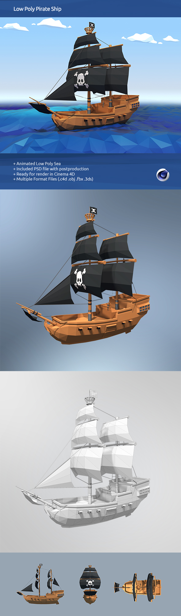 Low Poly Pirate - 3Docean 14348964