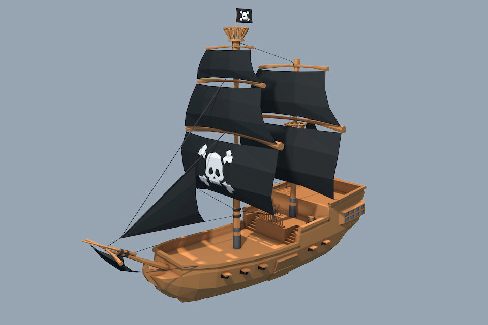 Low Poly Pirate Ship by RoyalFX | 3DOcean