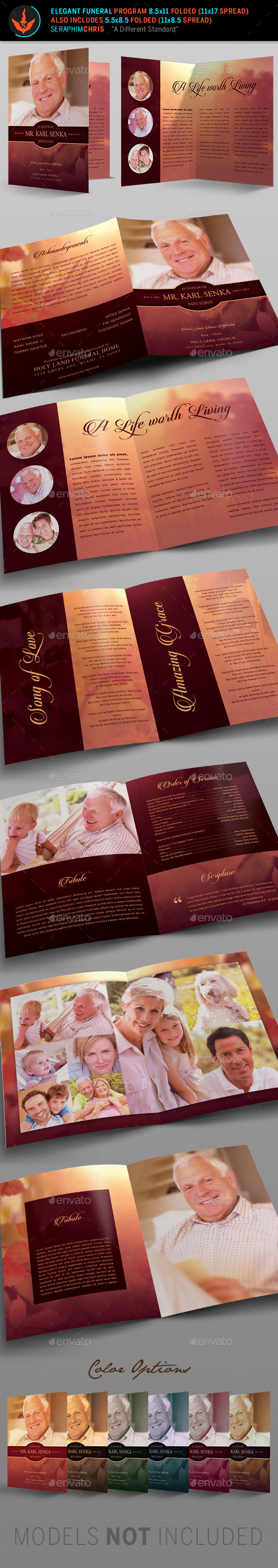 Elegant Funeral Program: Bi-Fold Template - Informational Brochures