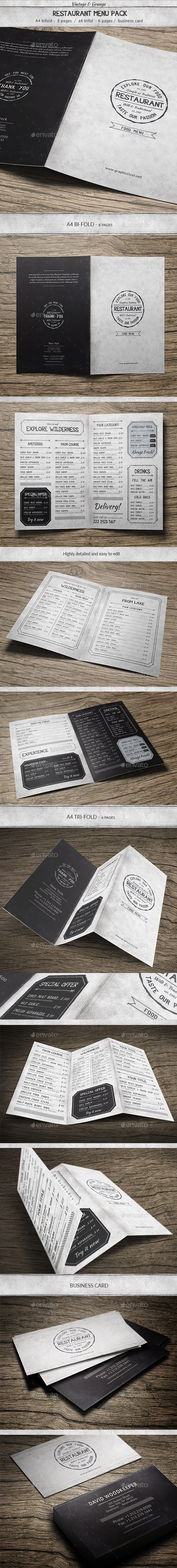 Vintage Food Menu Pack - Food Menus Print Templates