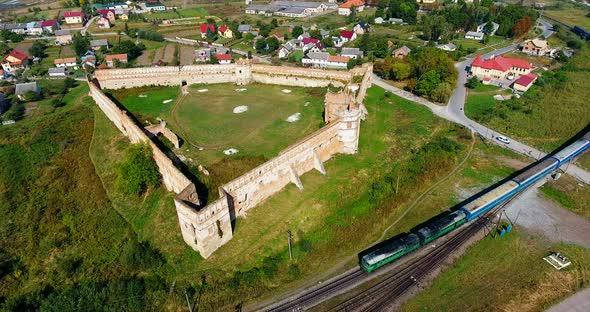 Panoramic Aerial Shot Old Castle