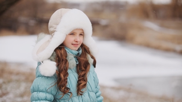 Beautiful Little Girl In Winter Park