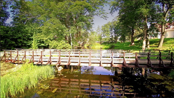 A Wooden Bridge on the Small Lake in Palamuse