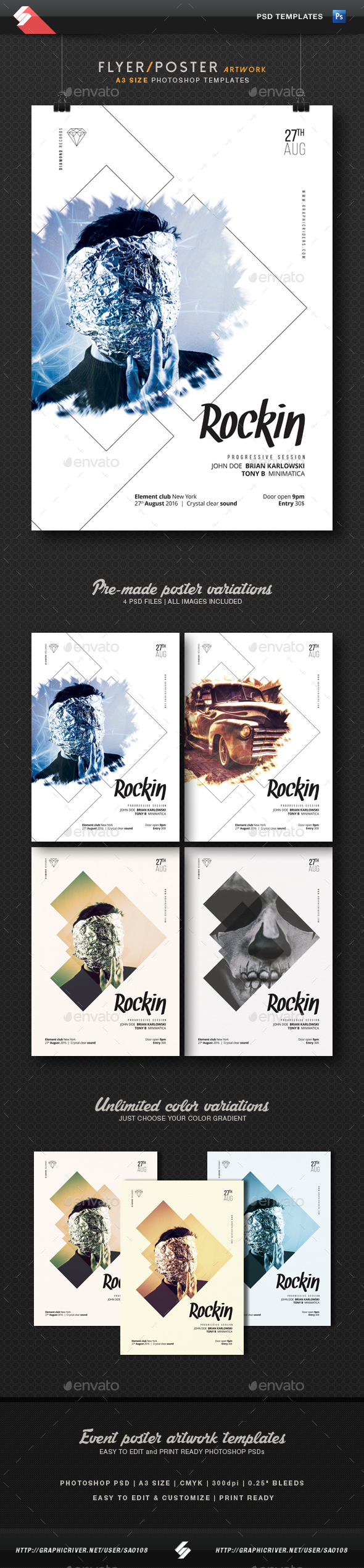 Rockin - Party Flyer Templates A3 - Clubs & Parties Events
