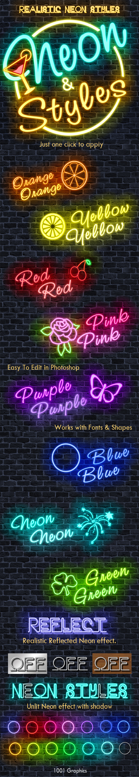 50 Realistic Neon Text Styles - Photoshop Add-ons