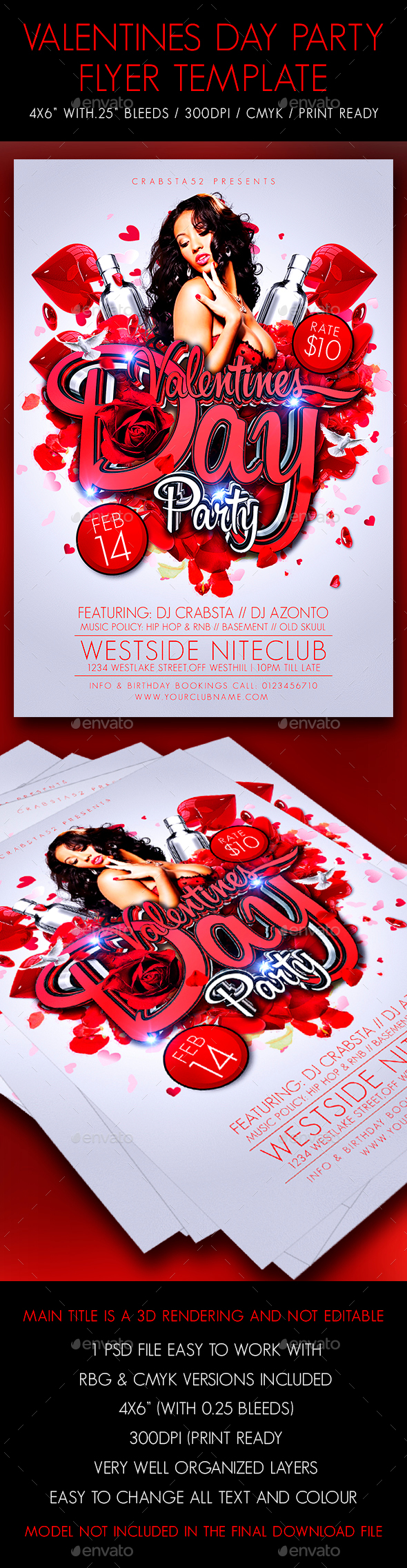 Valentines Day Party Flyer Template - Flyers Print Templates