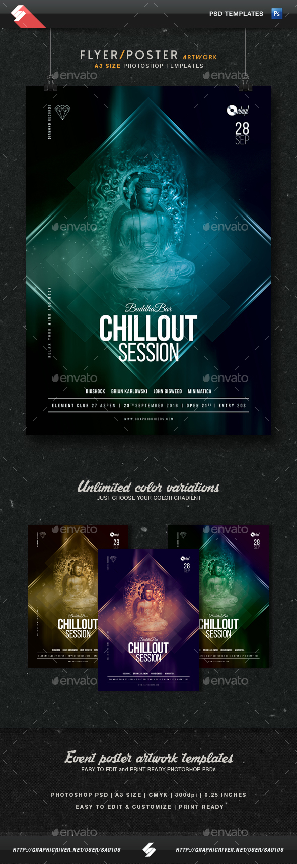 Buddha Bar Chillout Session Flyer Template A3 - Clubs & Parties Events