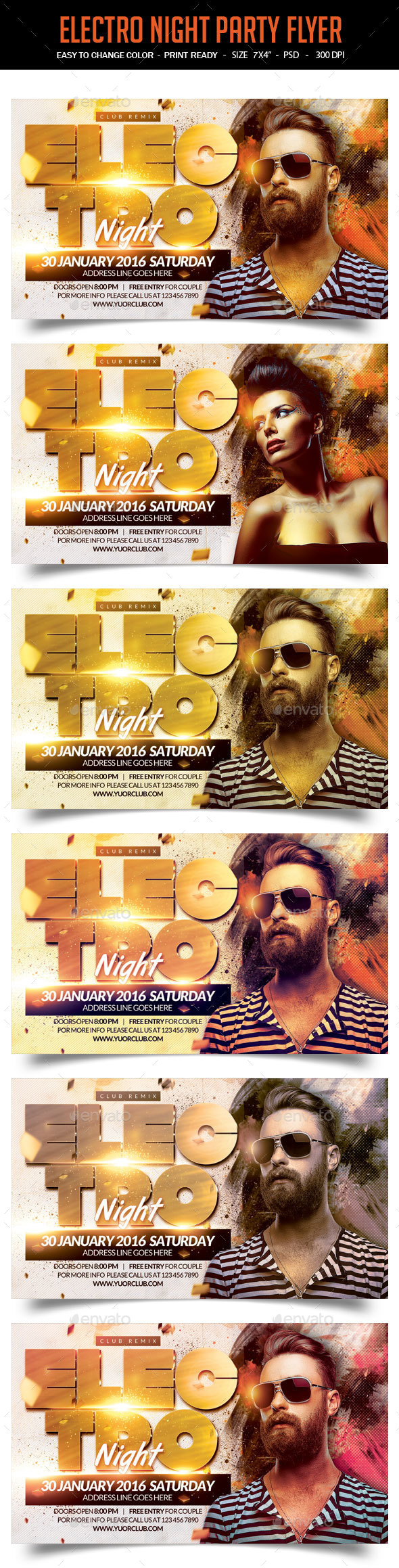 Electro Night Party Flyer - Clubs & Parties Events