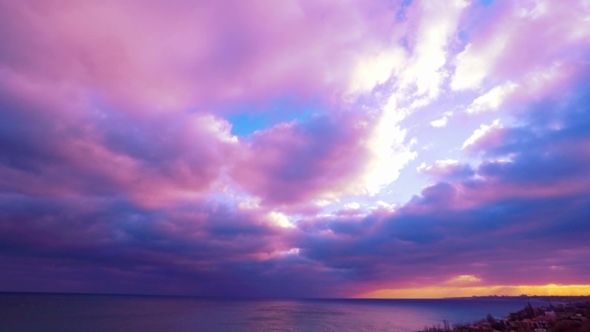 Cloudy Sunset Sky over the Sea., Stock Footage | VideoHive